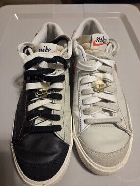 Nike Men’s Two-Tone Leather Casual Sneakers - Black & White